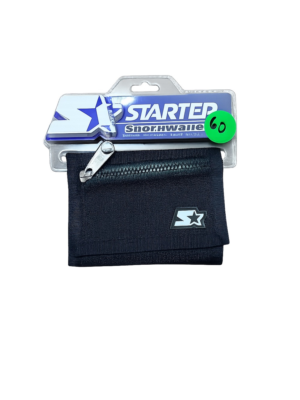 Starter Sport Wallet Black Nylon Tri-Fold Zipper Coin Pocket New On Card NOS